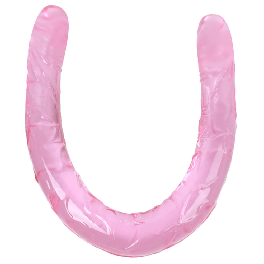 44cm Gode en gelée souple double réaliste pour femmes lesbiennes vaginal et anal avec plug flexible - Jouets sexuels